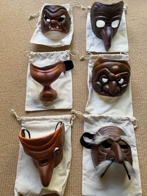 Set of Six Commedia Dell ‘Art Masks 3D Printed